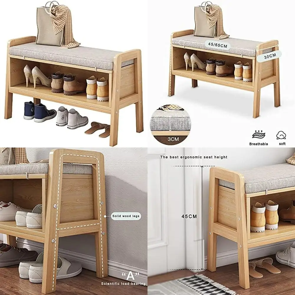 خزانة تخزين الأحذية الحديثة مع مقعد منجد، مقعد من الكتان، رف أحذية المدخل، تصميم مفتوح لتنظيم الأحذية الأنيقة