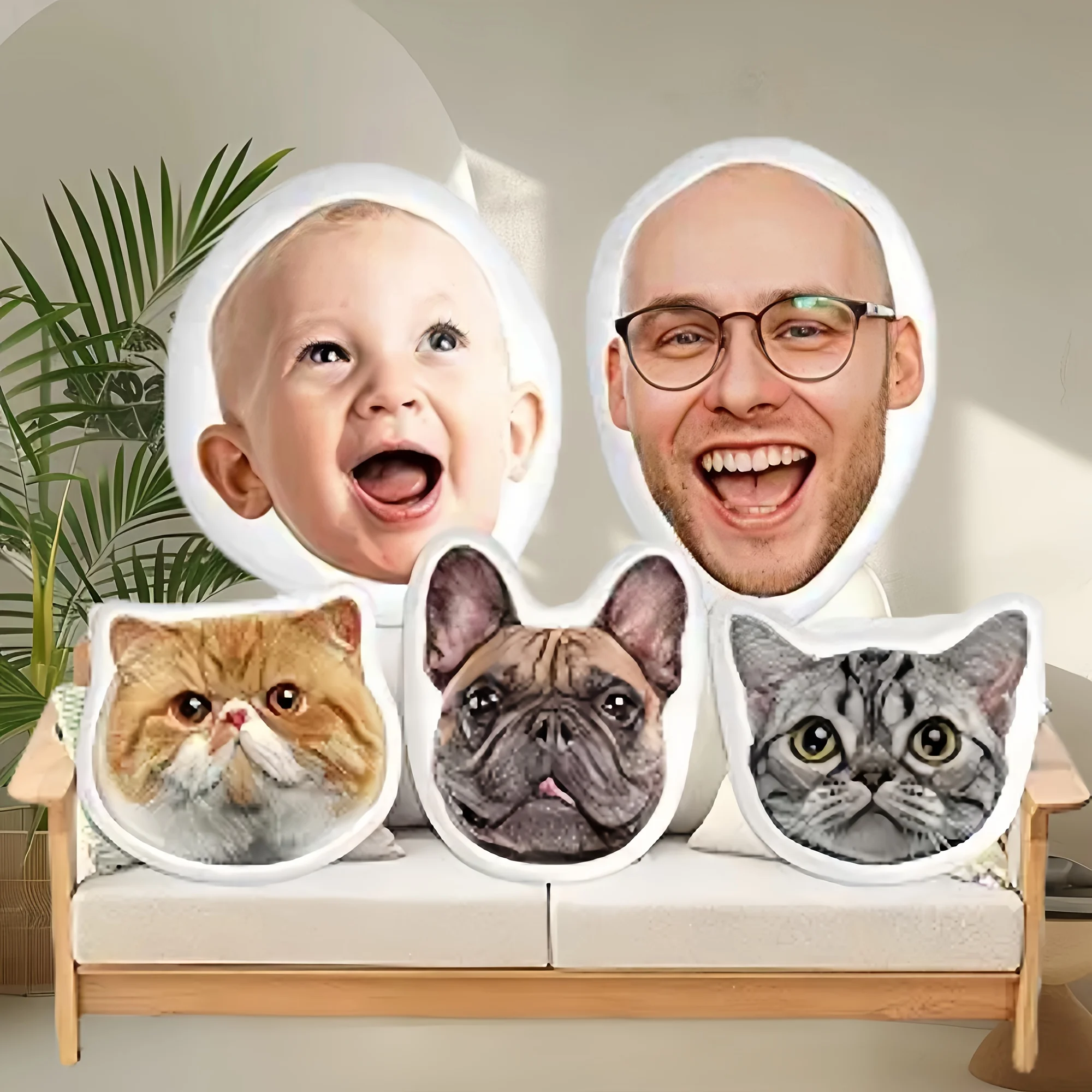 

Подушка для фотографий по индивидуальному заказу, персонализированный коврик для портрета домашних животных и семьи, съемное полиэфирное волокно, идеально подходит для украшения дома и автомобилей