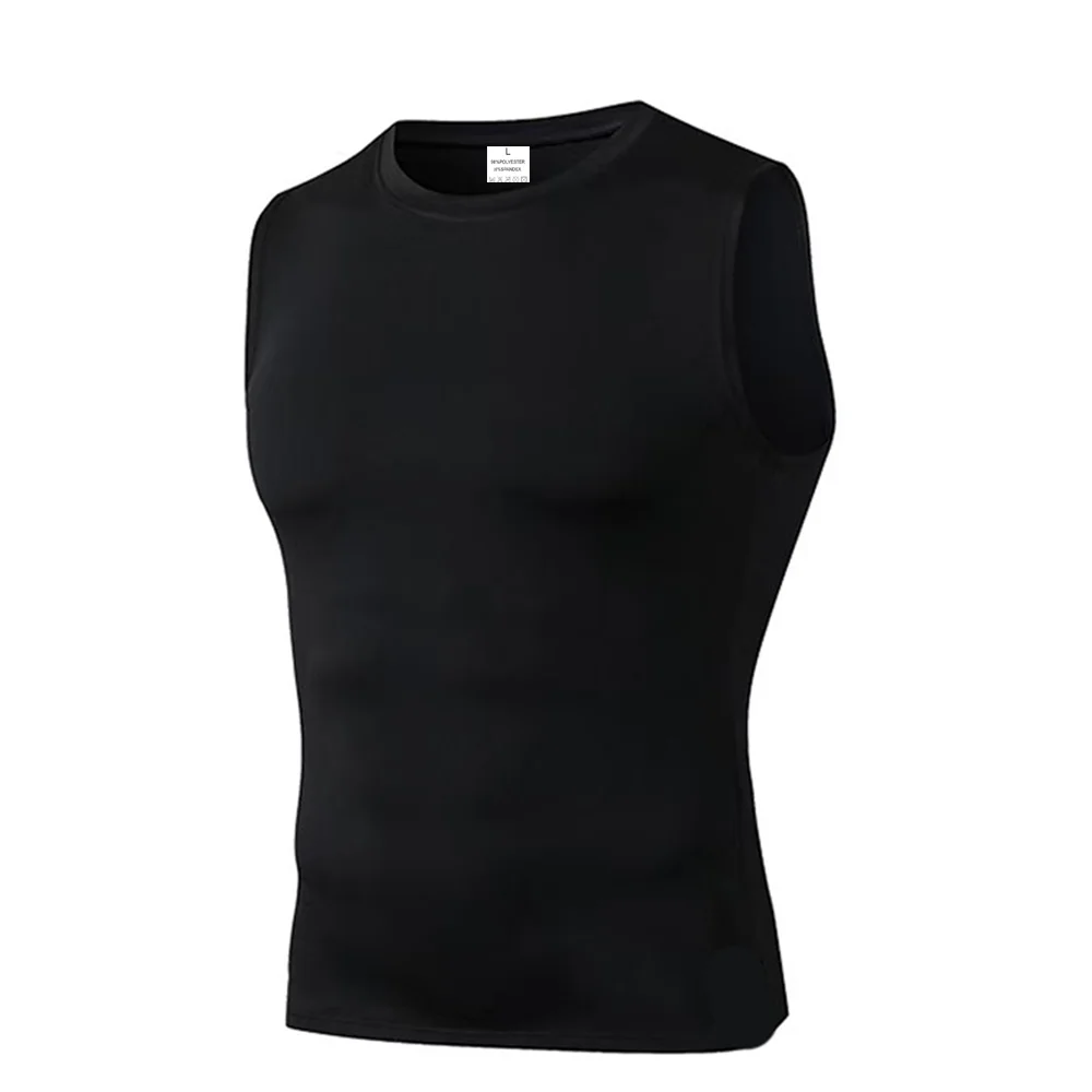 Men Solid Color Quick Dry Sleeveless Top Fashion High Elastic Skin Friendly Tight Vest Daily Training Running Gym Fitness Sports