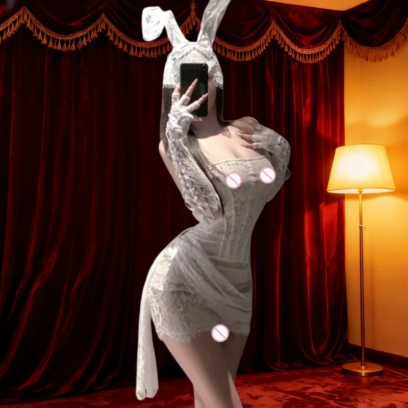 

Sexy lace bodysuit with cutouts sheer fabric and low back design women's erotic sleepwear