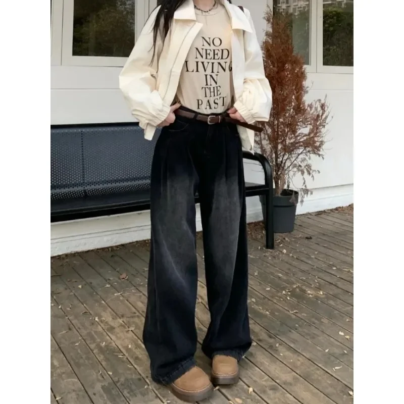 ZOENOVA Vroege 2024 Baggy Retro Jean Vrouw Nostalgische Losse Wijde Pijpen Jeans Witte Broek Vrouwen Mode Koreaanse Pantalones De Mujer