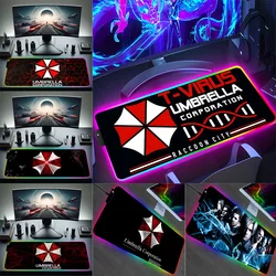 RGB Pc Gamer Keyboard Mouse Pad Mousepad Residents Evil LED Glowing Mouse Mats Rubber Gaming Computer Mausepad