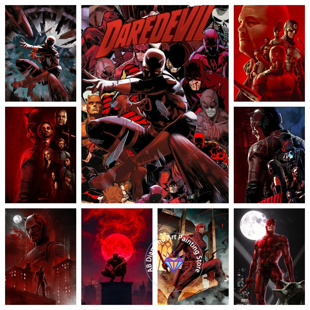 

Marvel's Daredevil AB Diamond Painting Kit 5D DIY Diamond Embroidery Cross Stitch Handmade Art Gift Crafts Home Decor Gift