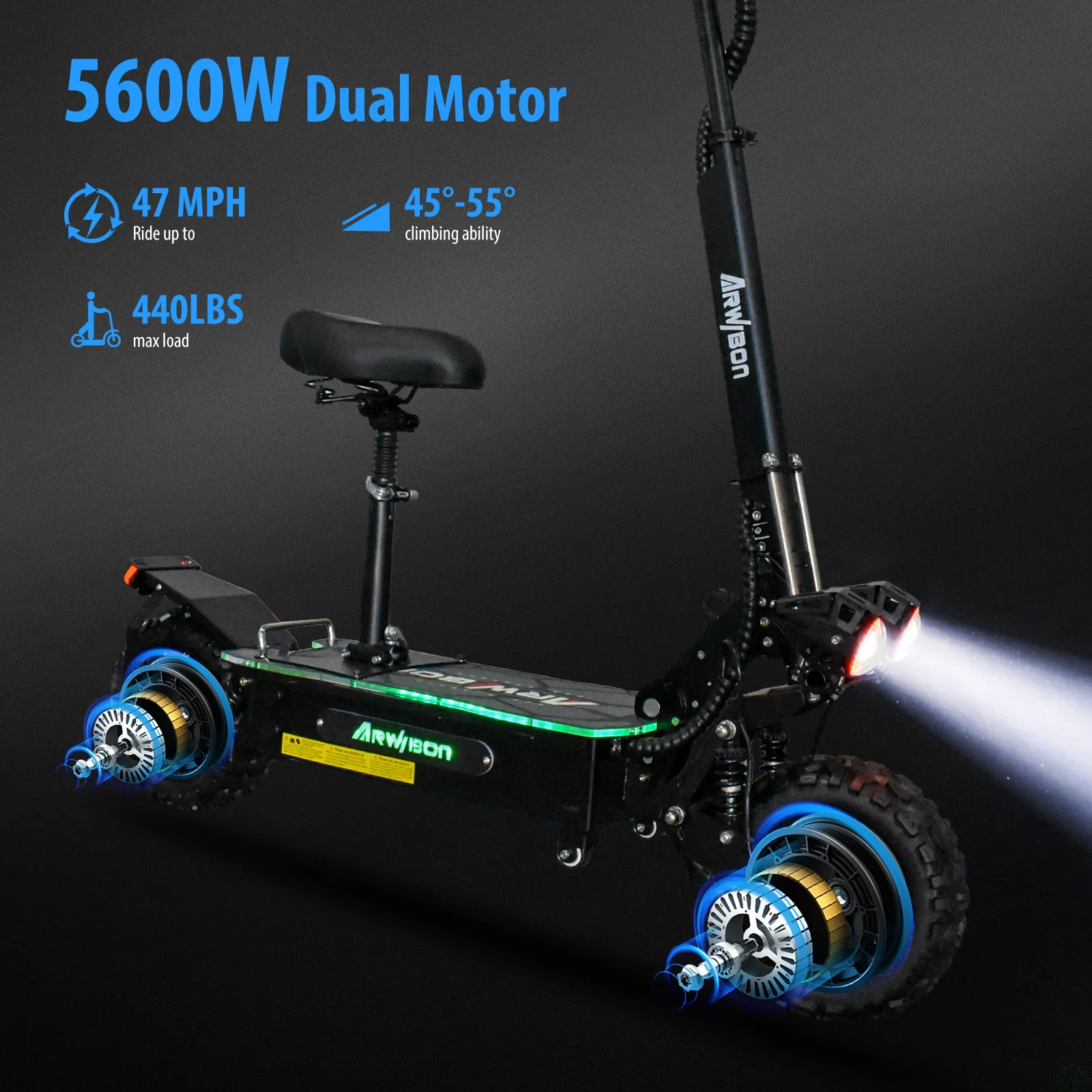 2024 EU New 5600w Dual Motor 60v Electric Scooter Max Speed 85km/h Lcd Display Hydraulic Brake 11 Inch Tyres Foldable Escooter