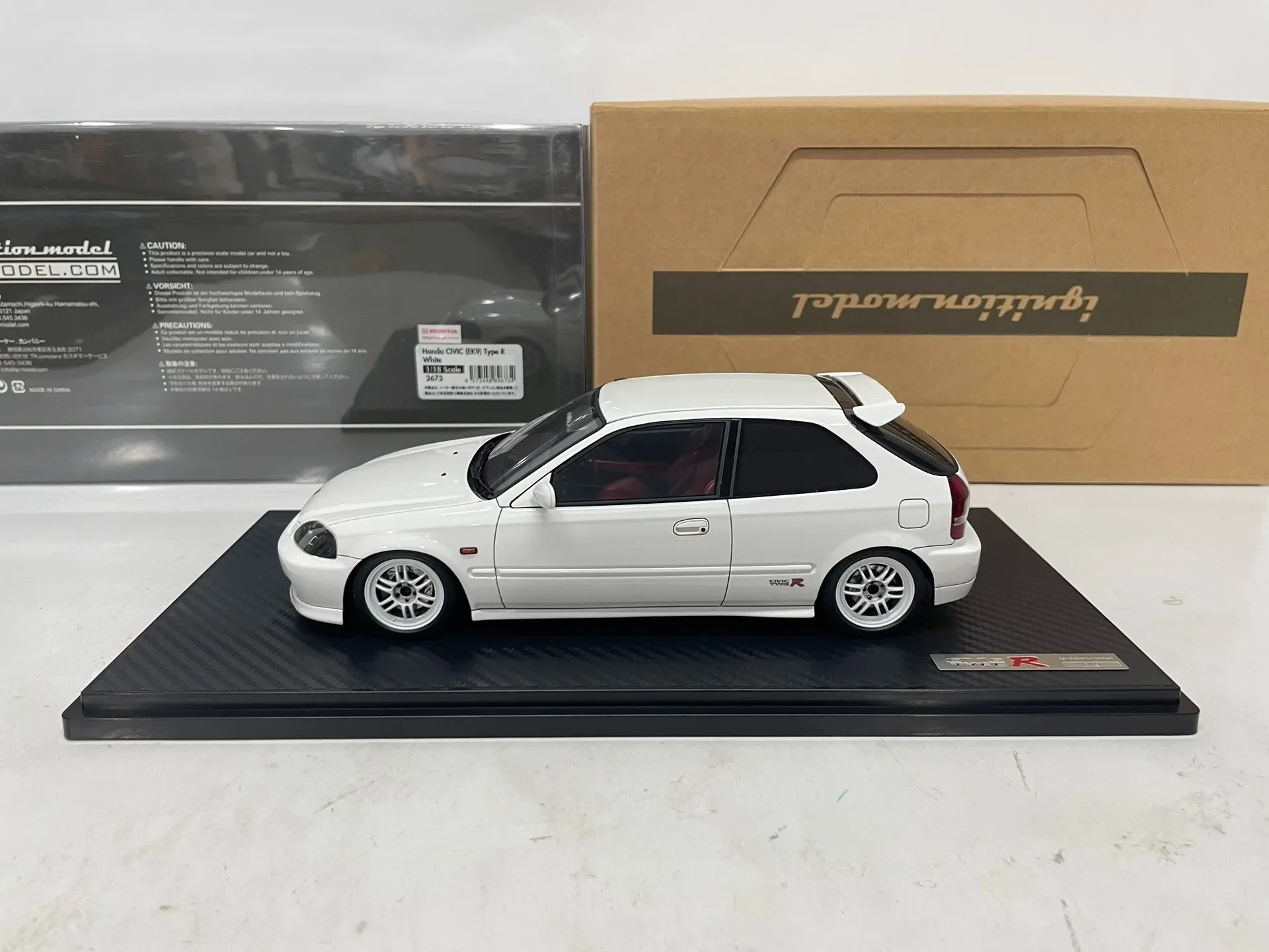 IG 1:18 Civic EK9 Type R White JDM Simulation Limited Edition Resin Metal Static Car Model Toy Gift