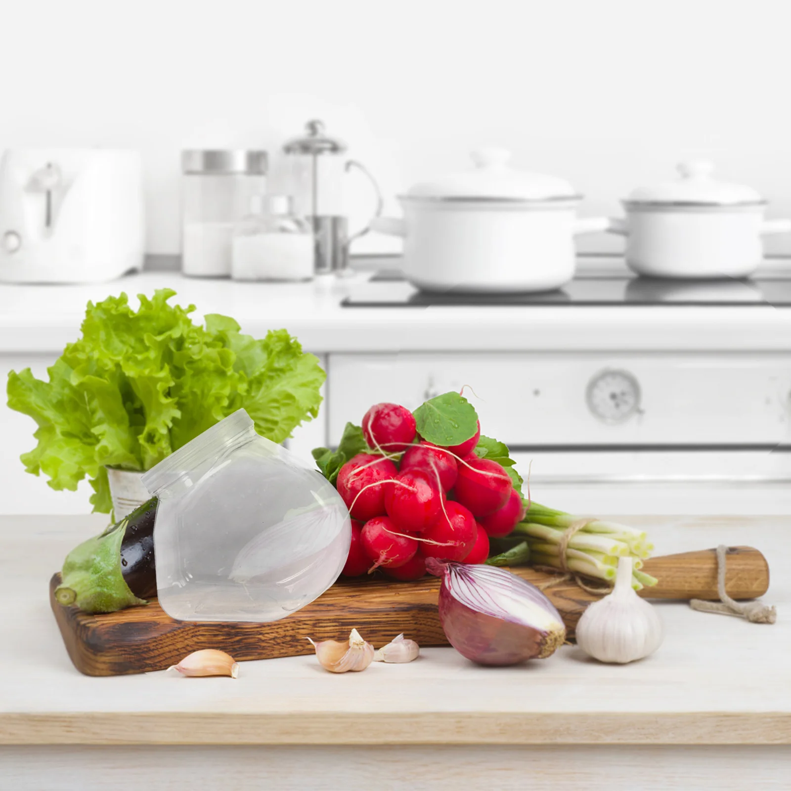 

2000Ml Wide Mouth Storage Jar Clear Slanted Design Leakproof Container For Kitchen Laundry Dispenser