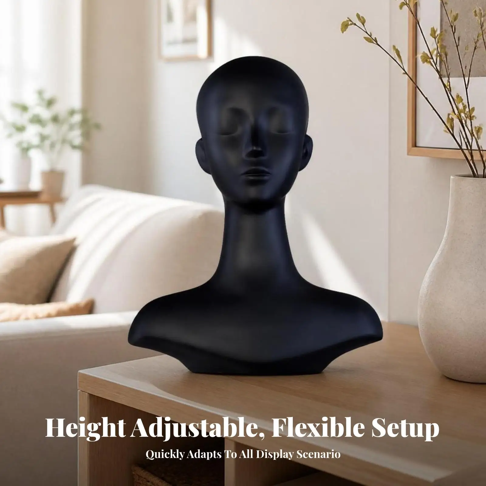 Abstract Mannequin Head with Long Neck for Hat Wig Display Countertop Store Presentation