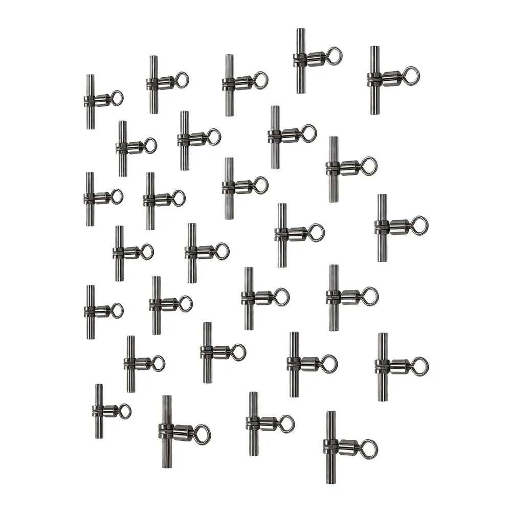 30pcs 3 Way For Cross Line Swivel T Shape Sleeve Brass Black Nickel For Deep Drop Rig Saltwater Fishing Terminal Tackle Parts
