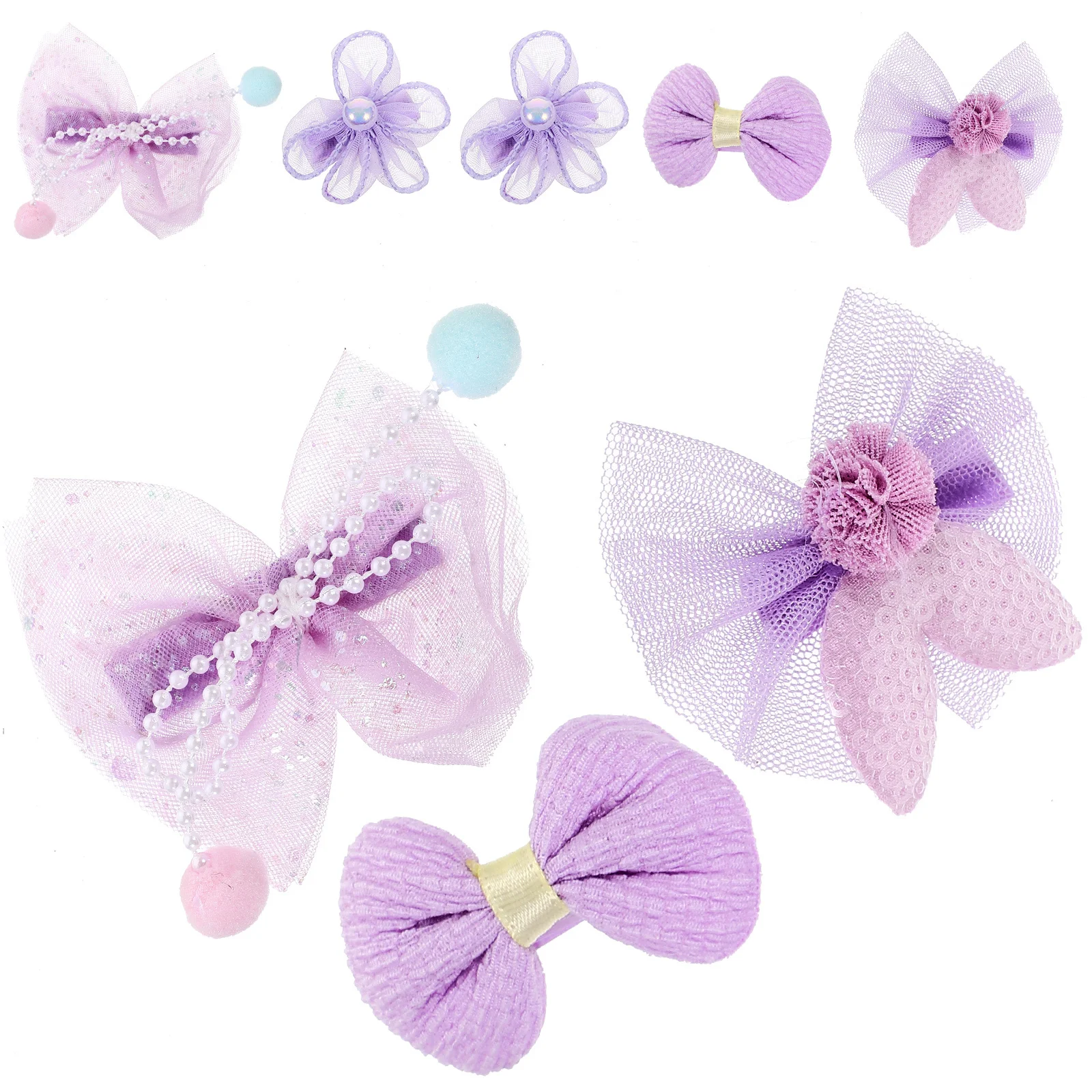 

8Pcs Rabbit Ear Bow Hair Clips Cute Kids Hair Barrettes for Toddler Girls Pearl Flower Design Secure Grip for Party Wedding