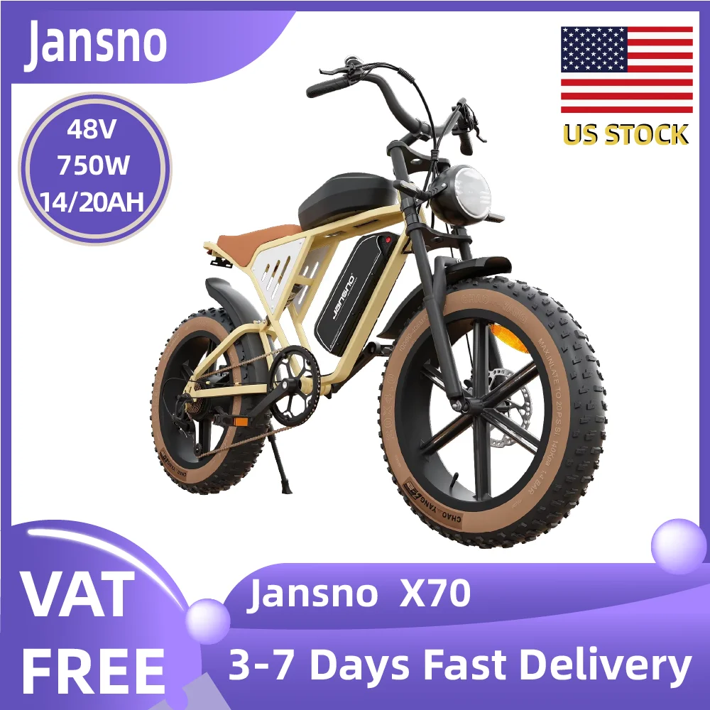 

Jansno X70G 750W City ebike removable dual Battery: 48v14Ah+48v20Ah Adult electric bike 20 inches fat tire E-Mountain bike
