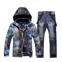 Ski Suit Men Winter Outdoor Windproof Waterproof Thermal Snow Jacket Pants Clothes Skiing Snowboarding Suits SK028