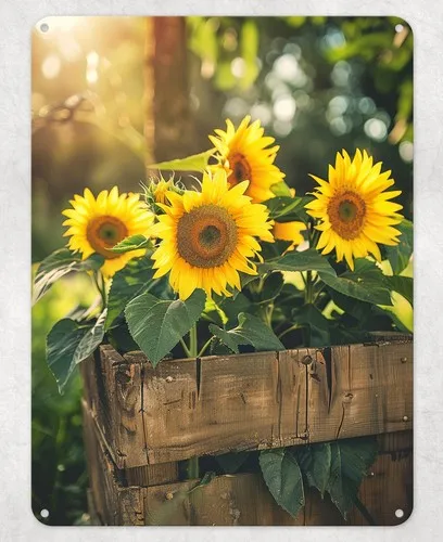 Sunflowers Crate Metal Poster Wall Sign Man Cave Shed Bar Bedroom Home Kitchen --Tin Sign