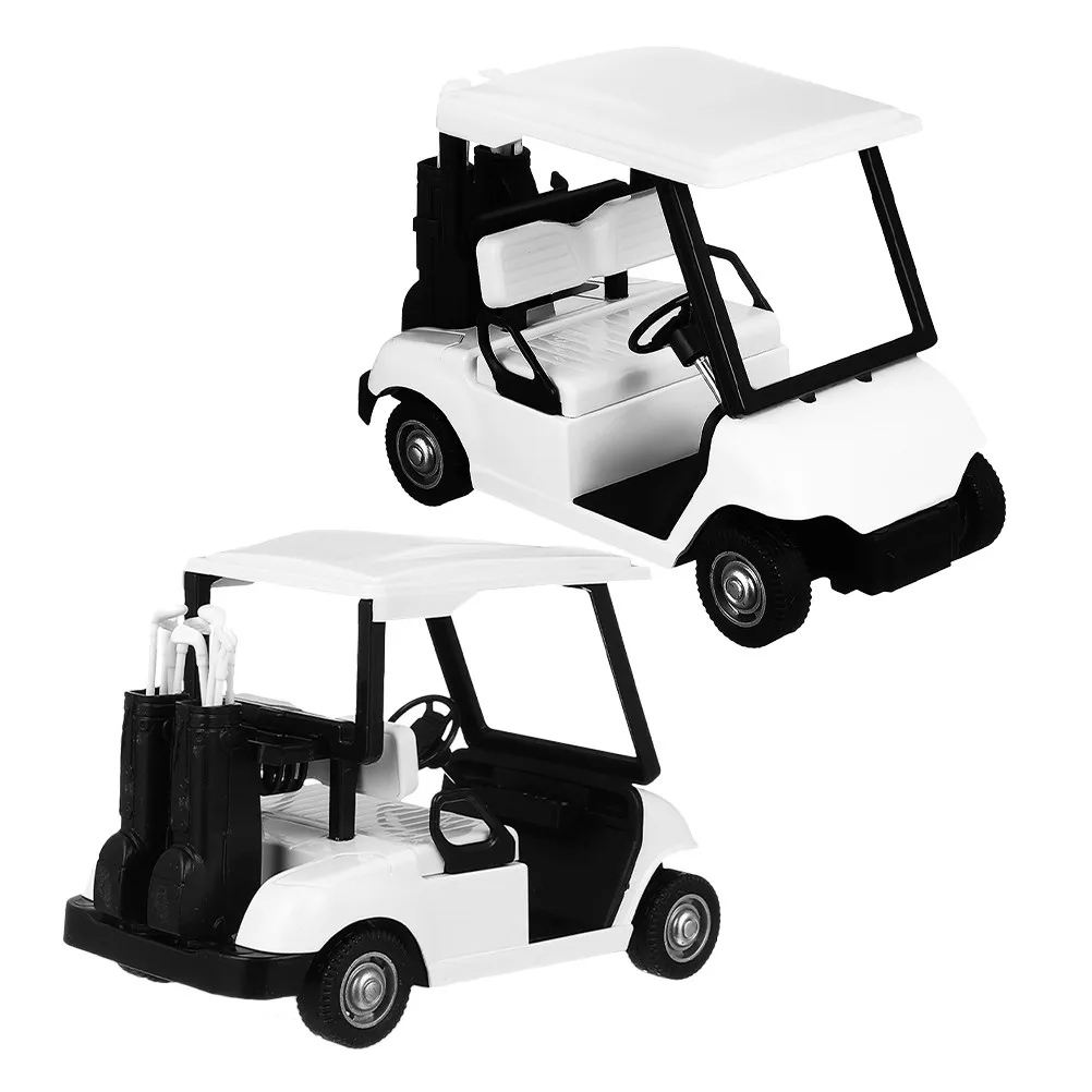 2Pcs Pullback Diecast Mini Golf Cart Alloy Realistic Desktop Office Decor Golf Party Cake Topper Collectors Gift