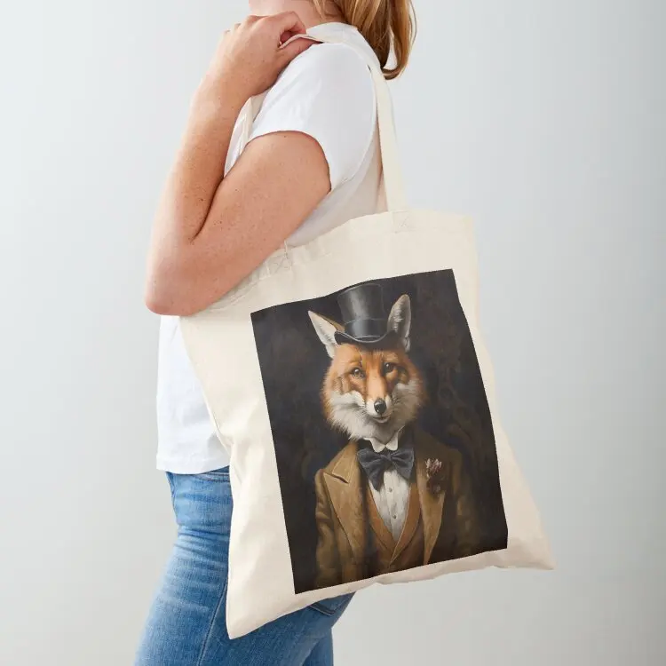 

Dapper Fox Portrait Art Tote Bag Women's shopper shopper bags bag for beach custom tote bag