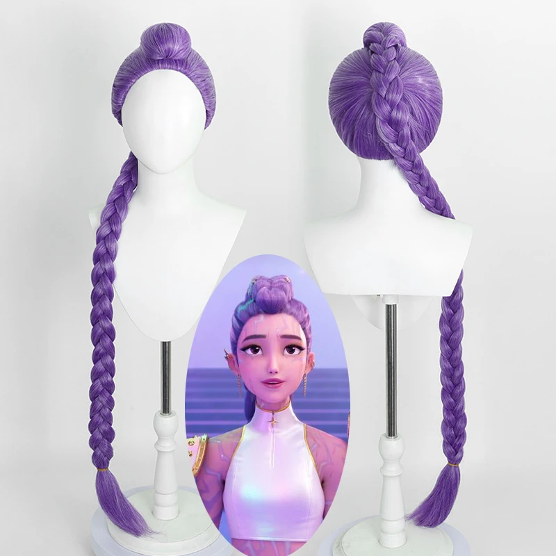 Perruque de Cosplay du film Kpop Mira Rumi Zoey, chasseurs de démons, violet, noir, rouge, cheveux longs, perruques synthétiques résistantes à la chaleur, accessoires de carnaval