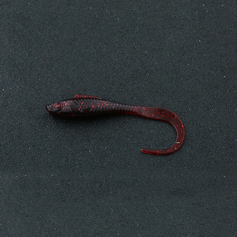 Angelköder, Sichelschwanz, weicher Köder, 5,5 cm, 6,5 cm, interne Laser-Pailletten, zum Fügen von Salz, Fischgeruch, Wurm, Kunstköder, Lot 6 Stück – Detail 5
