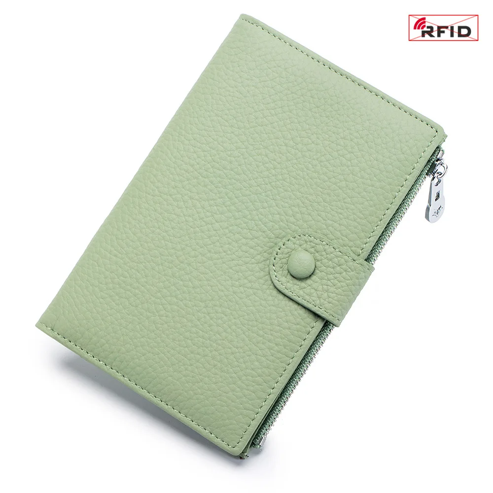 Genuine Leather Rfid Card Bag Multi Functional Passport Bag Coin Purse Coin Purse Ticket Holder Document Storage Bag