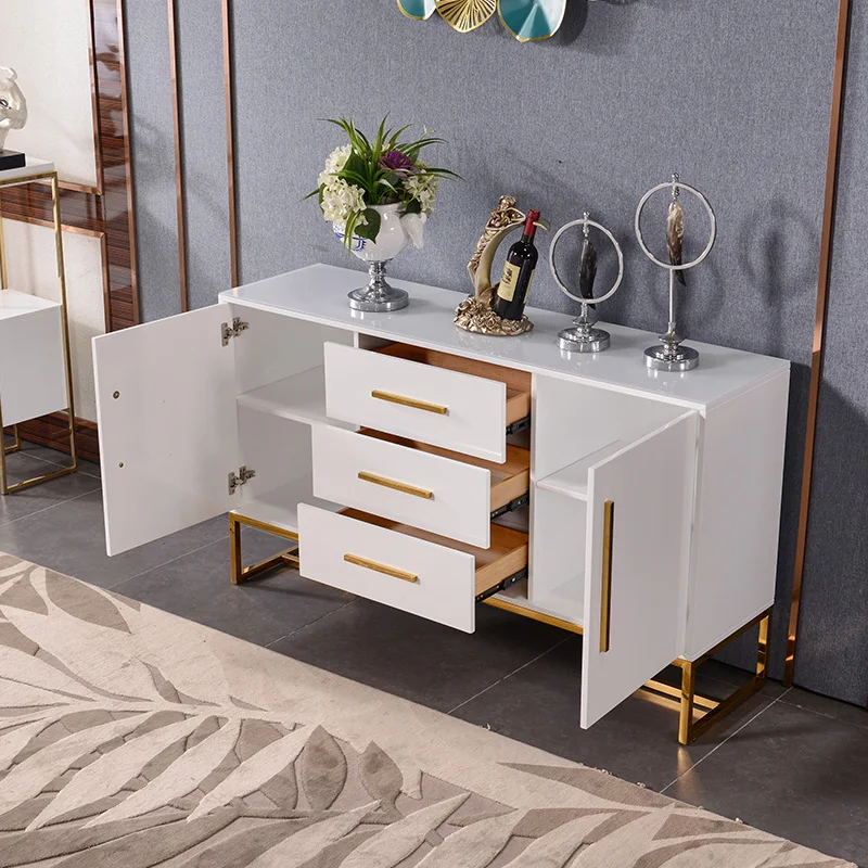 

Modern light luxury solid wood side cabinet large capacity storage dining room living room furniture kitchen sideboard