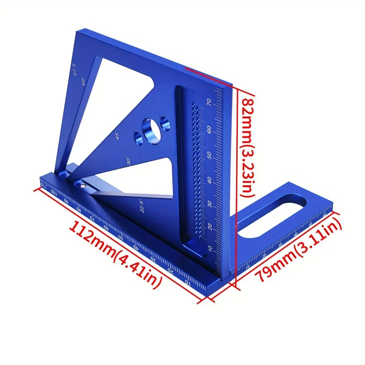 22.5/30/45/60/67.5/90 Degree Aluminum Alloy Square Ruler Protractor, Multi-Angle 3D Measuring Ruler Engineer Carpenter Crafting