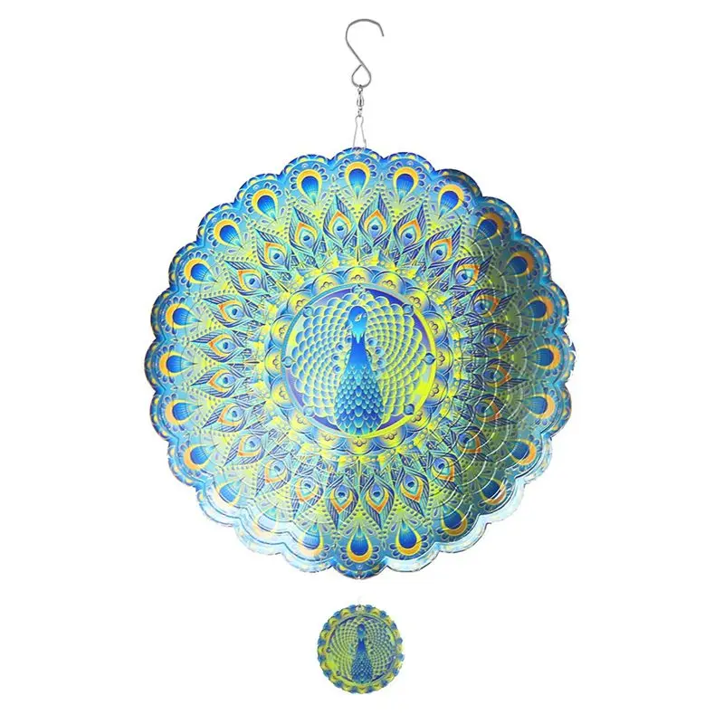 

Ветряной декор AEE6-3D «Павлин», 12 дюймов, для сада, лазерная резка, подвесной, металлический, кинетический, для двора, арт-деко, для дома и улицы