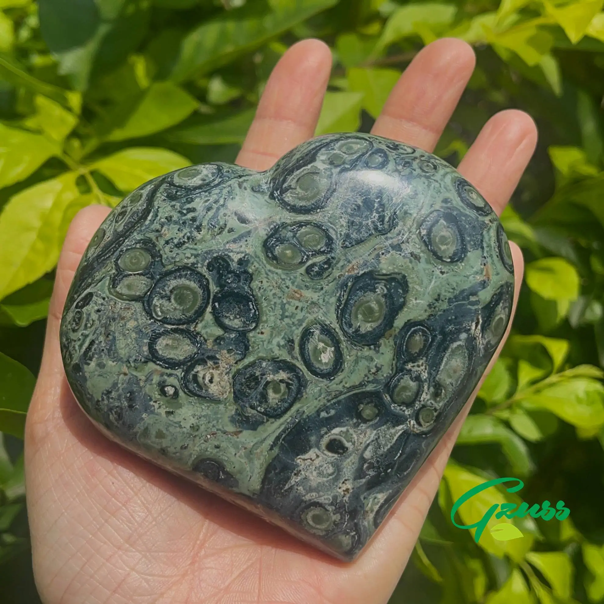 8-12cm Kambaba Jasper Heart - Crocodile Jasper crocodile jasper stone Kambaba Jasper crystal Green Stromatolite Jasper crocodile