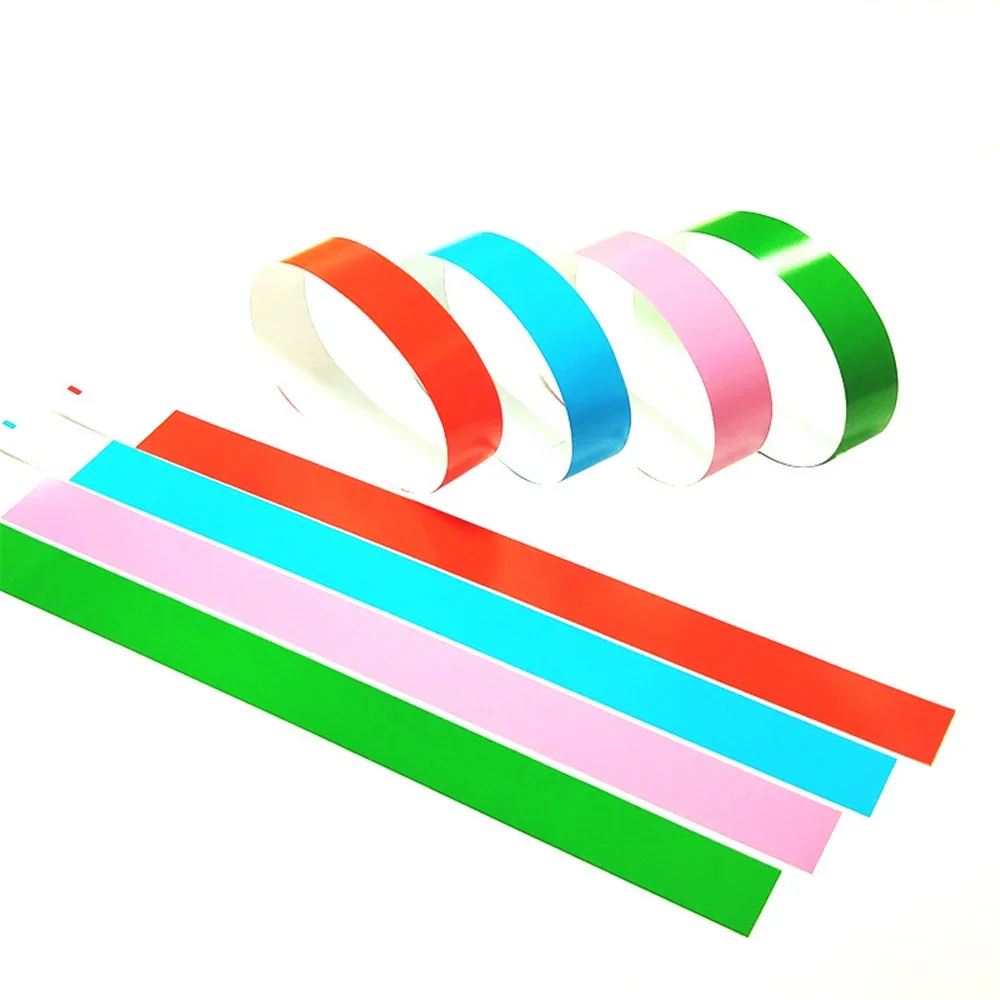 Pulseras de papel impermeables de 300-1000 piezas, pulsera desechable de Color sólido, marca de identificación, a prueba de manipulaciones para