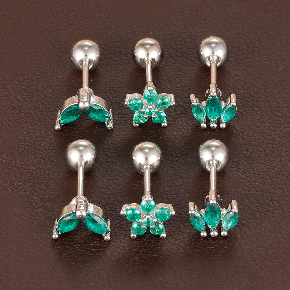 6-teiliges Luxus-Ohrring-Set aus Edelstahl mit Krone für Damen, modische Zirkon-Blumen-Ohrstecker, schlichter ästhetischer Schmuck, Aretes – Detail 10
