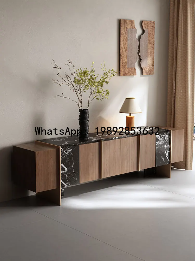 LYY Mid-Century Style Walnut Solid Wood TV Cabinet Living Room Home Villa Light Luxury Wall-Mounted Storage Floor Cabinet