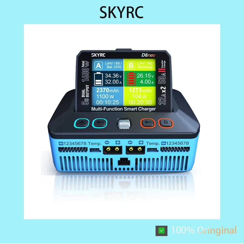 SKYRC D8neo Multi-Function Smart Balance Charger, 1100W Per Channel Dual Independent Outputs for RC Drone