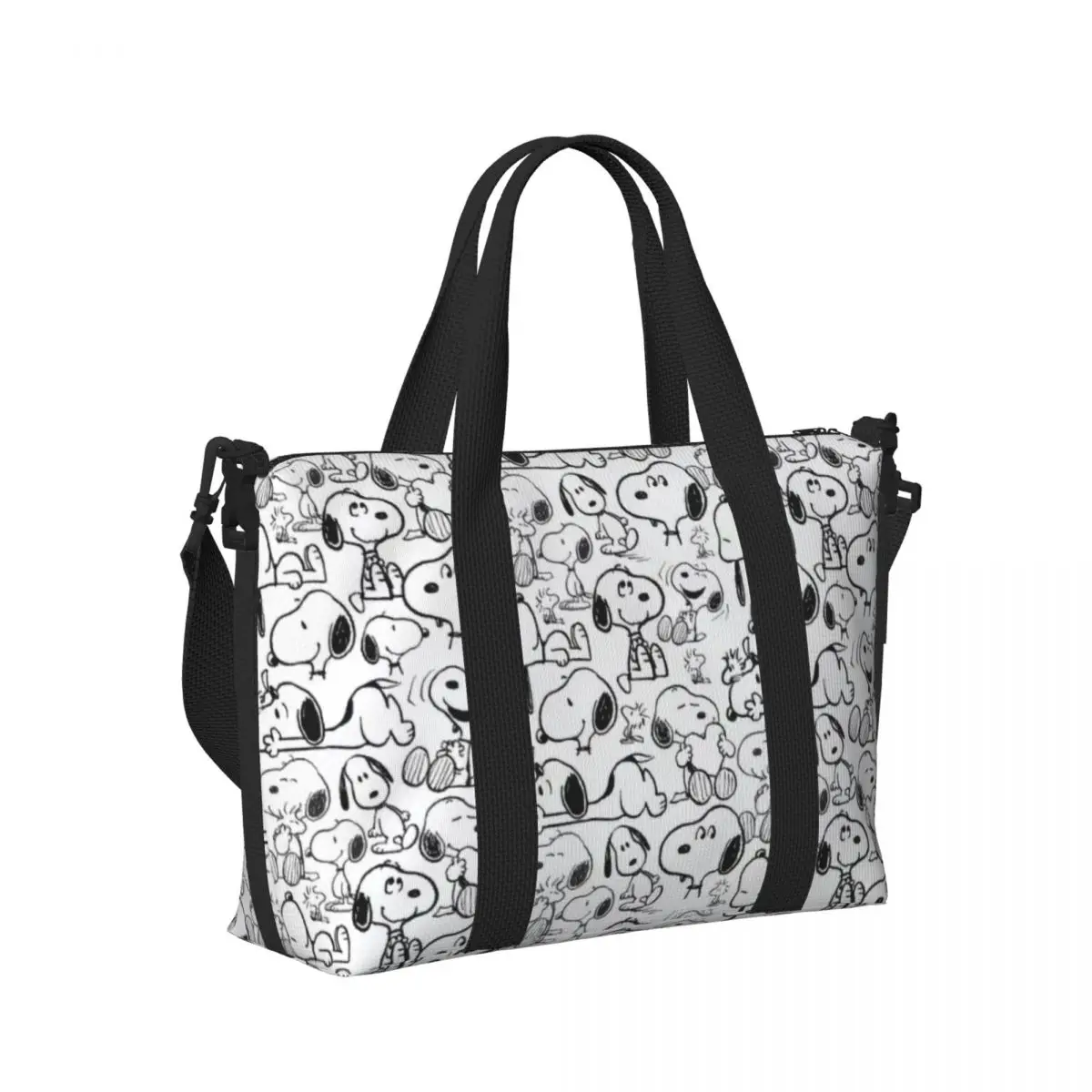 Custom Large Snoopys Smile Giggle Laugh Pattern 2 Tote Bag Women Shoulder Shopping Beach Gym Travel Bag