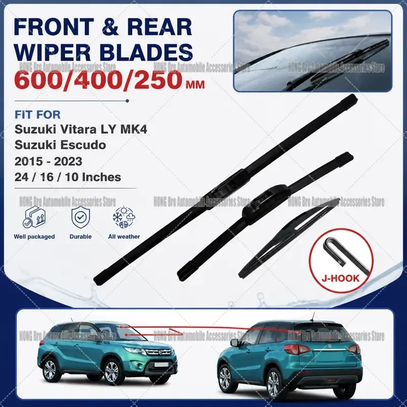 For Suzuki Vitara Escudo LY MK4 2015-2023 Front Rear Windshield Wiper Blades Set Auto Car Accessories Windscreen Replacement