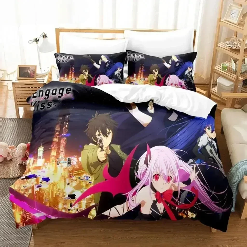 

New Print Anime Engage Kiss Bedding Set Quilt Cover Twin Full Queen King Size With Pillowcases Bed Set Aldult Bedroom Decor Gift