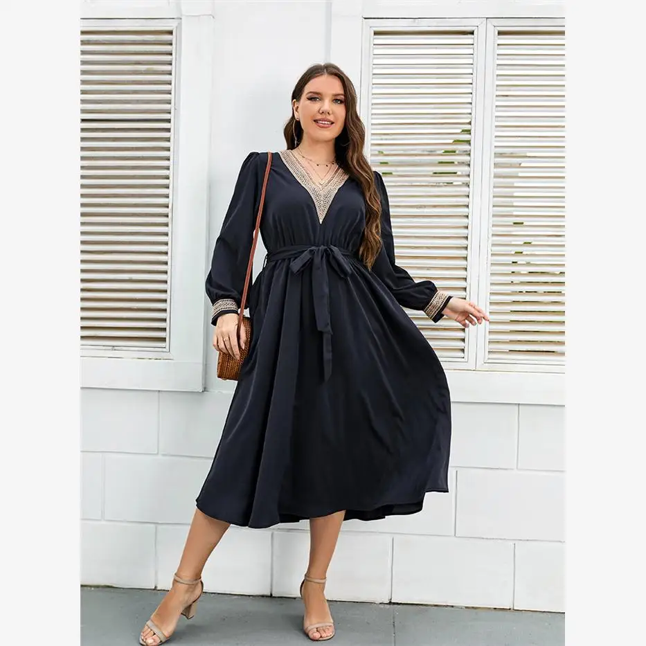 Lâche grande taille longue Dres automne décontracté femmes jupes Maxi confortable taille ample conception longue Sves imprimé fleuri