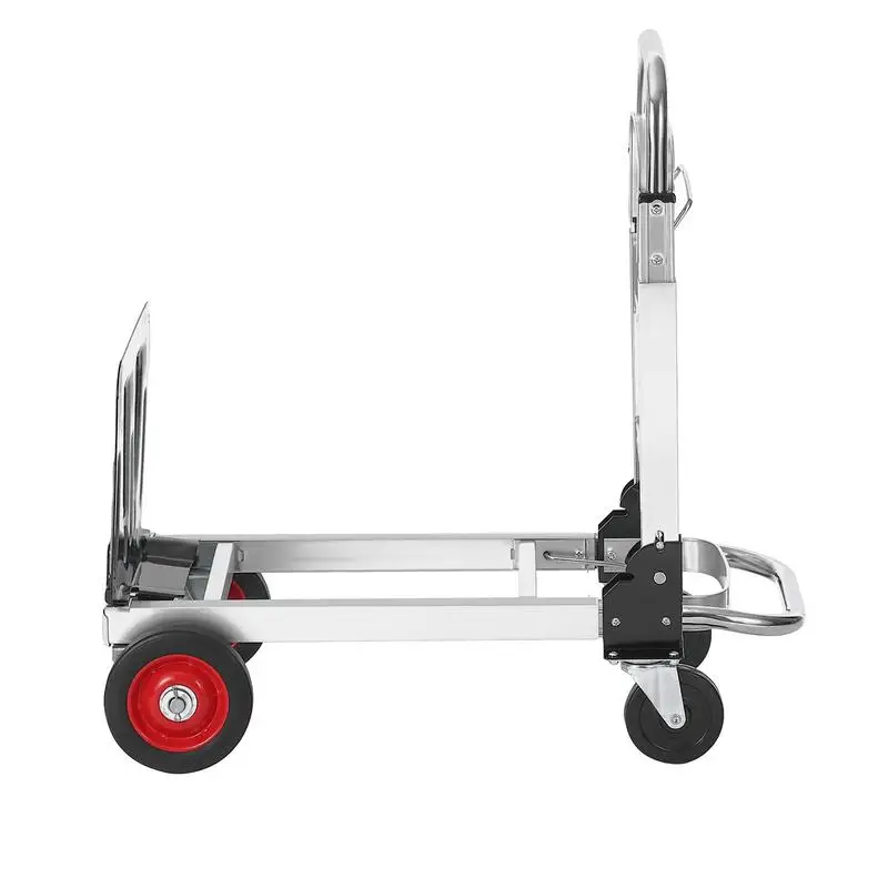

Heavy Duty Convertible Dolly 20"x12"x40" For Warehouse Supermarket Garden, 400 lbs Capacity 2 in 1 Design Aluminum Industrial Collapsible Cart Rubber Wheels Transport Moving Utility Tool