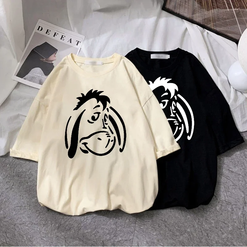 Harajuku Women T Shirt Disney Eeyore Anime Kawaii Graphic Short Sleeve T-shirts Fashion 2023 Blouses Streetwear Y2k Clothes Tops