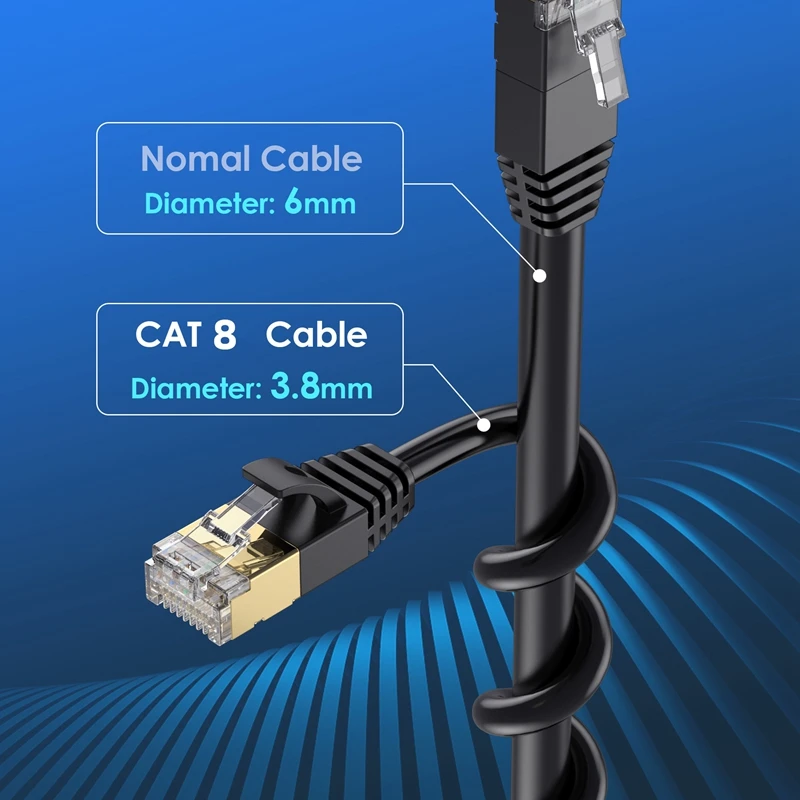 CAT 8 Gigabit RJ45 Male to Female 90 Degrees With Screw Holes Can Be Fixedly Installed Computer Switch Network Extension Cable