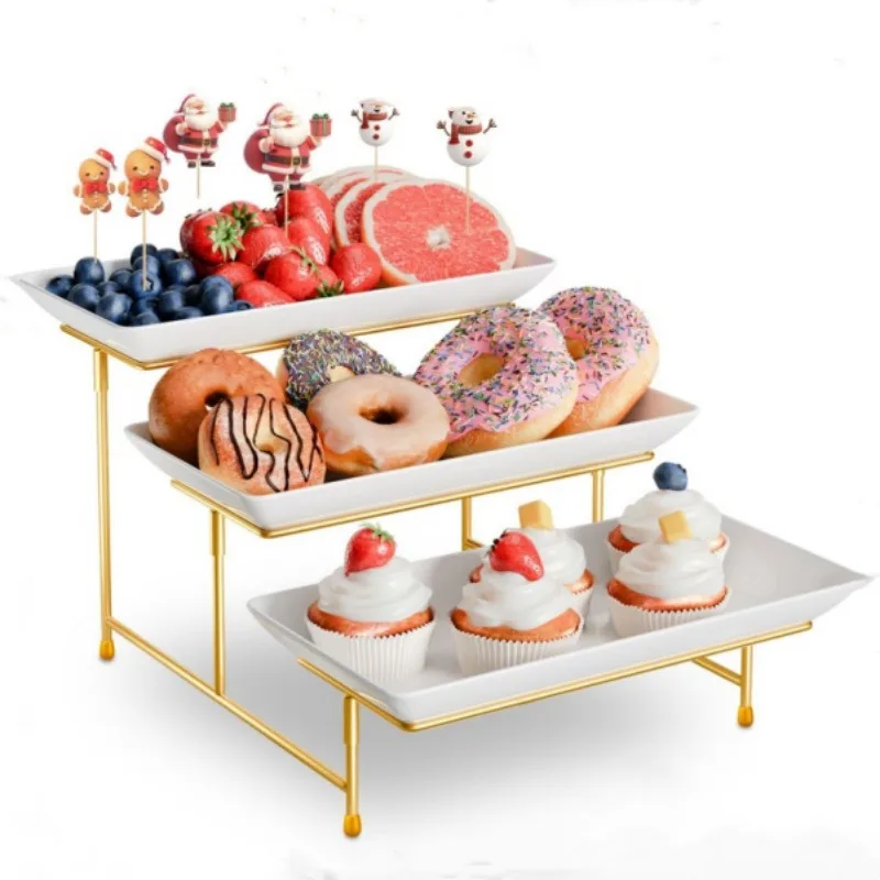 Dim sum rack three-layer fruit tray tray hotel dessert counter self-service display rack