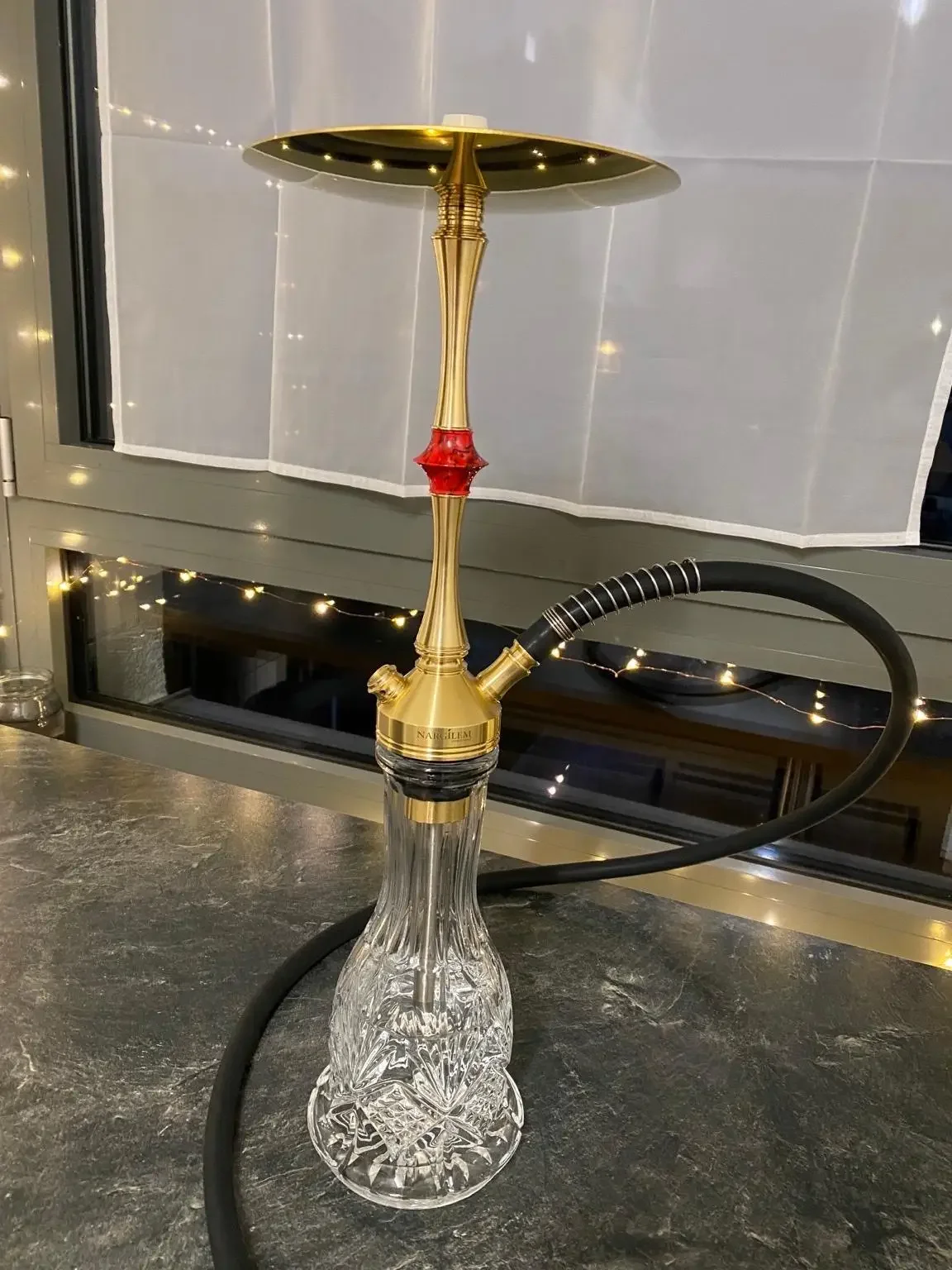 NPS Nargilem Tradi Hookah Shisha Set High-quality Stainless Steel Hookah With Glass Bottle Single Pipe