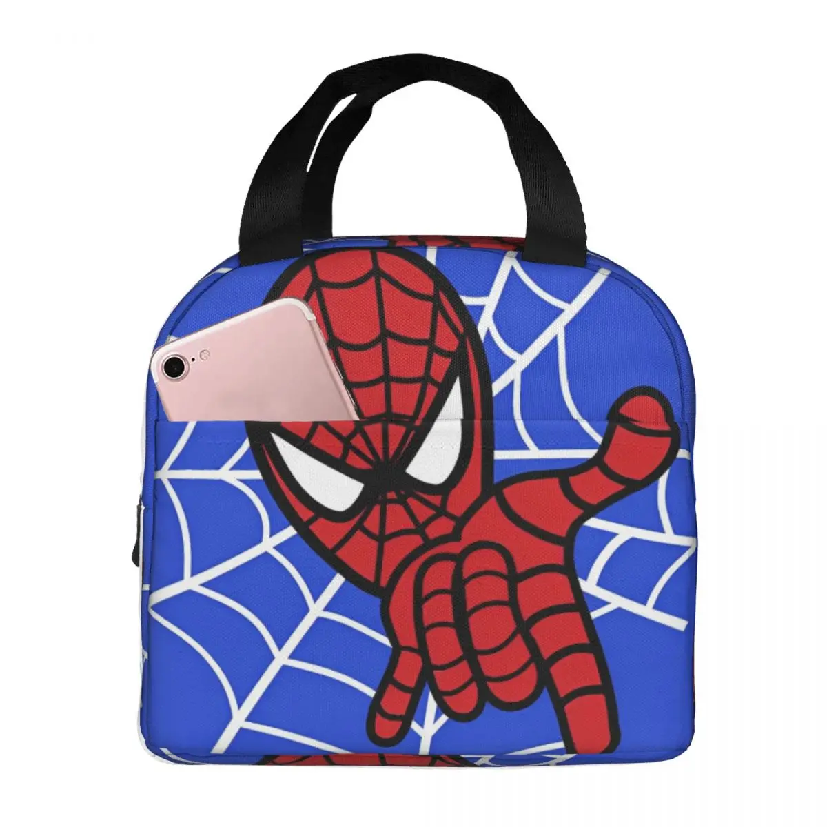 Spider Man Web Jump Lunch Bag Aesthetic Lunch Box For Adult Beach Portable Zipper Cooler Bag Print Thermal Lunch Bags