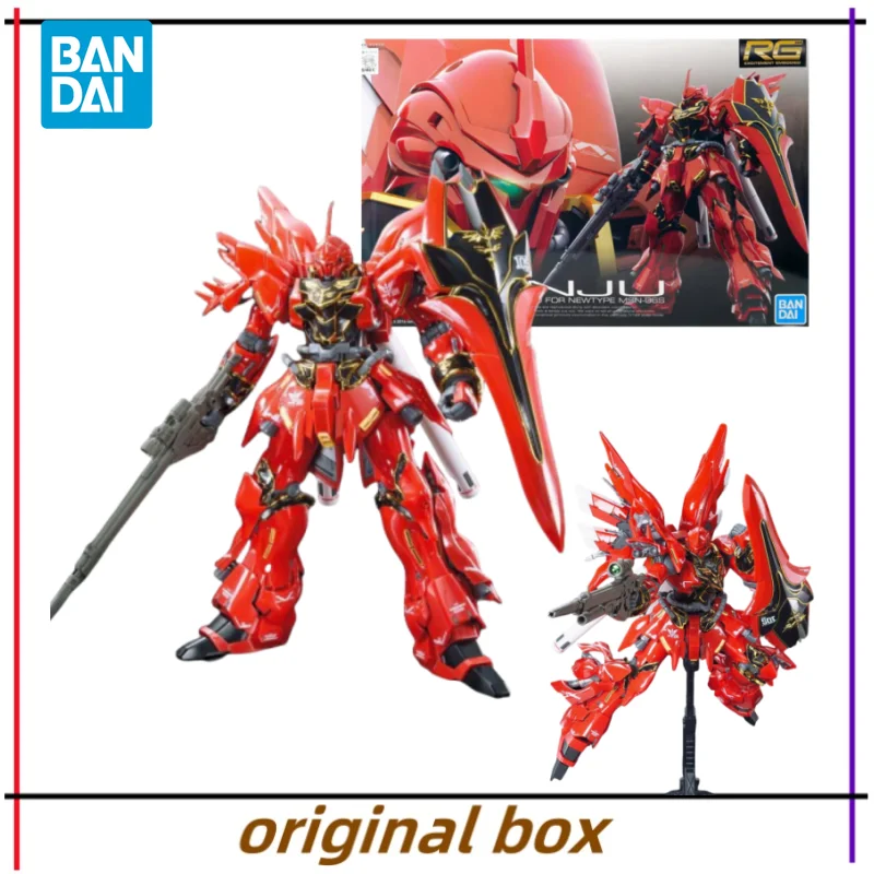 Bandai Model figurki GUNDAM SINANJU MSN-06S RG figurki Anime zabawki prezent kolekcjonerski dla dzieci oryginalna marka nowe nieotwarte