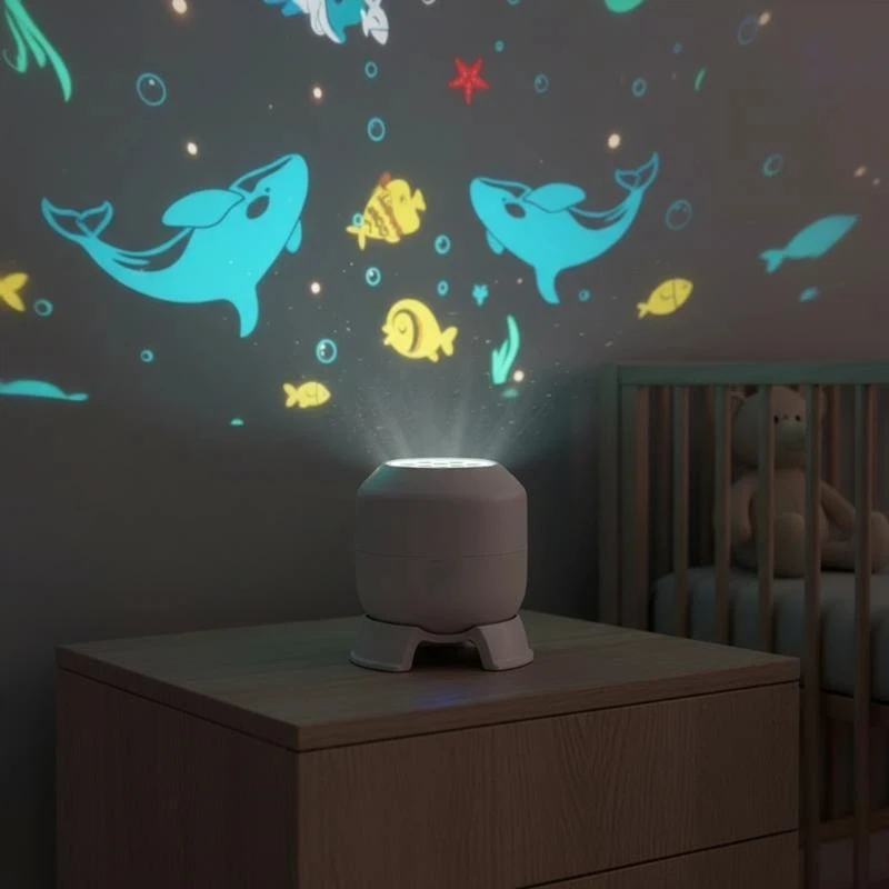 360° Rotating Dynamic Night Light USB Ambient Light Decorative Lighting For Game,Living Room LED Ocean Projector Light