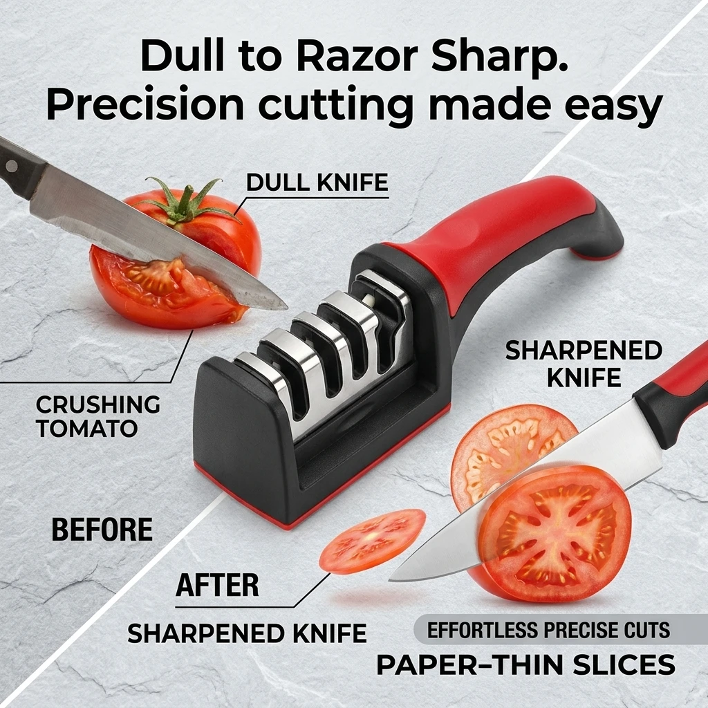 Handheld Multi-function Knife Sharpener 3 Stages Quick Sharpening for Kitchen Knives Essential Gadget Accessory