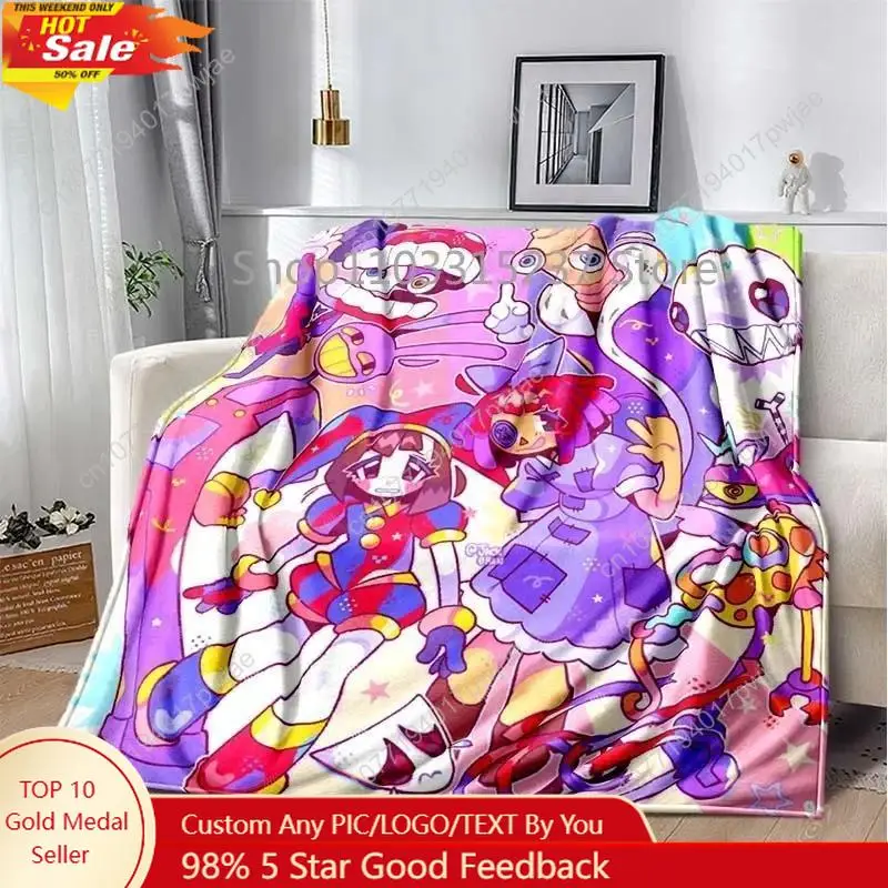 

Digital Circus magic Blankets, Cartoon Pomni Jax Kid's Throw Blanket for Bedroom Living Room Sofa Bed Car Custom blankets