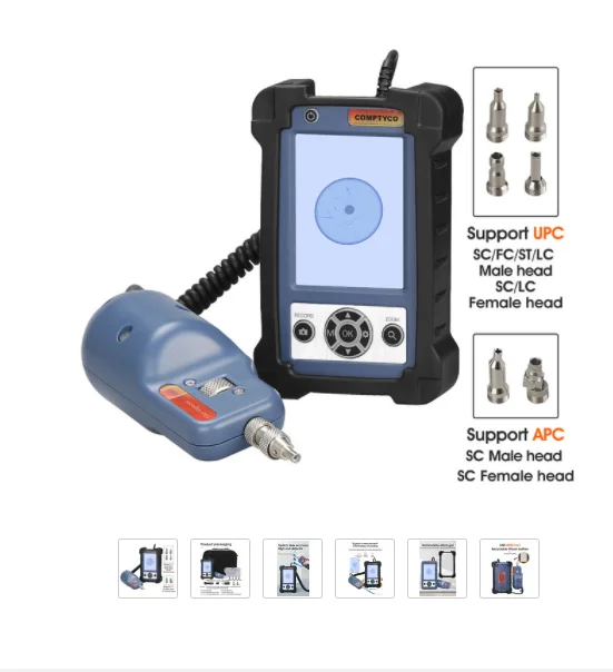 AUA-400 Fiber Optic Inspection Microscope Probe with 3.5 Inch Display Screen Monitor FTTH