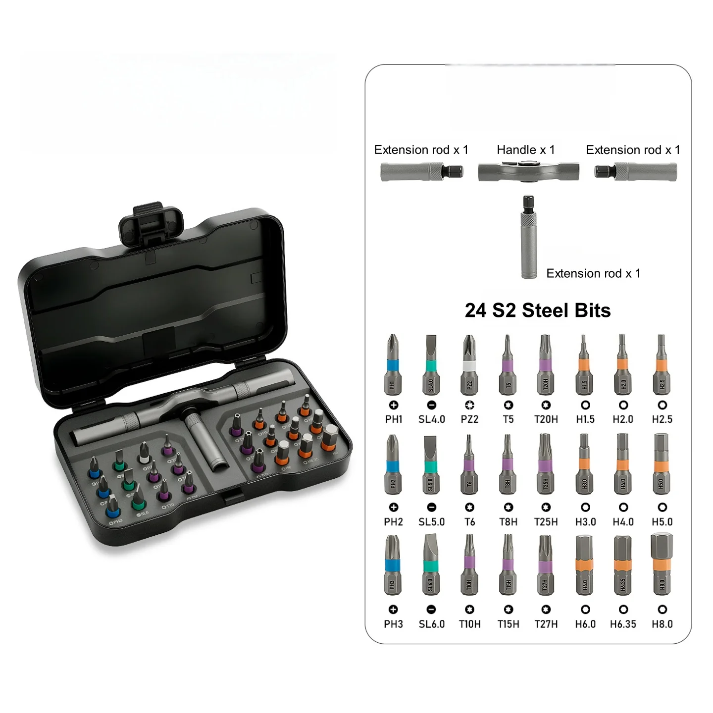 

Набор магнитных отверток 24 в 1, набор инструментов для ремонта с Т-образной ручкой и трещоткой для электроники, мебели, велосипедов, инструмент для домашнего ремонта «сделай сам»