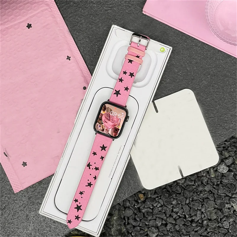 Y2K Star Cowboy Strap pour Apple Watch Band, Ultra2, 49mm, 45mm, 44mm, 41mm, 42 Correa, Retro, Hommes, Femmes, Bande pour Watch Series 9, 8, 7, SE, 6, 5, 4, 3