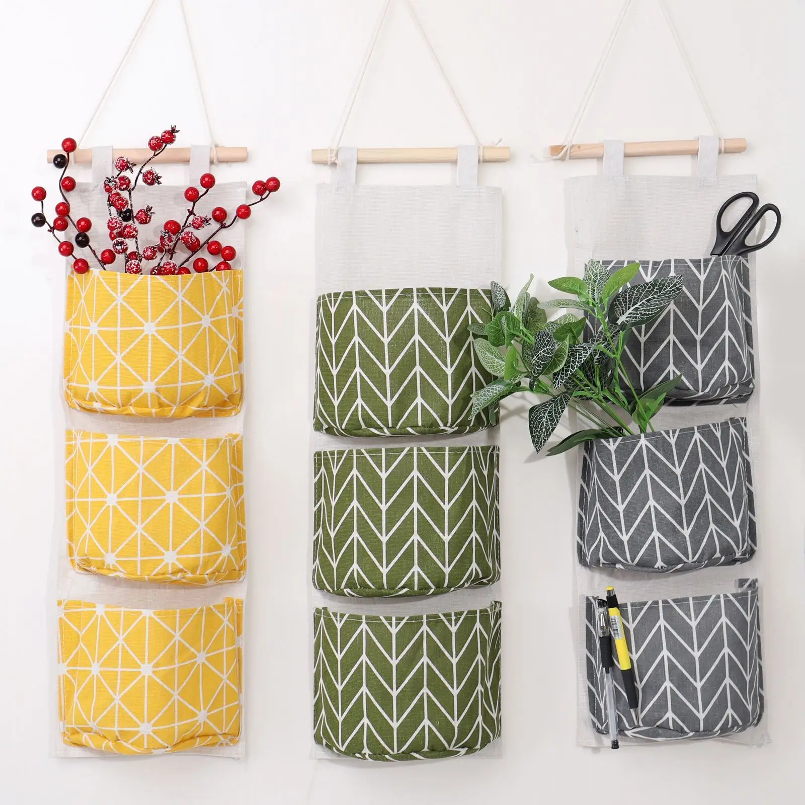 

Wall Hanging Storage Bag Fabric Pouch 3 Pockets Multilayer Closet Storage Bag Wall Hanging Storage Bag Wall Hanging Door Bed