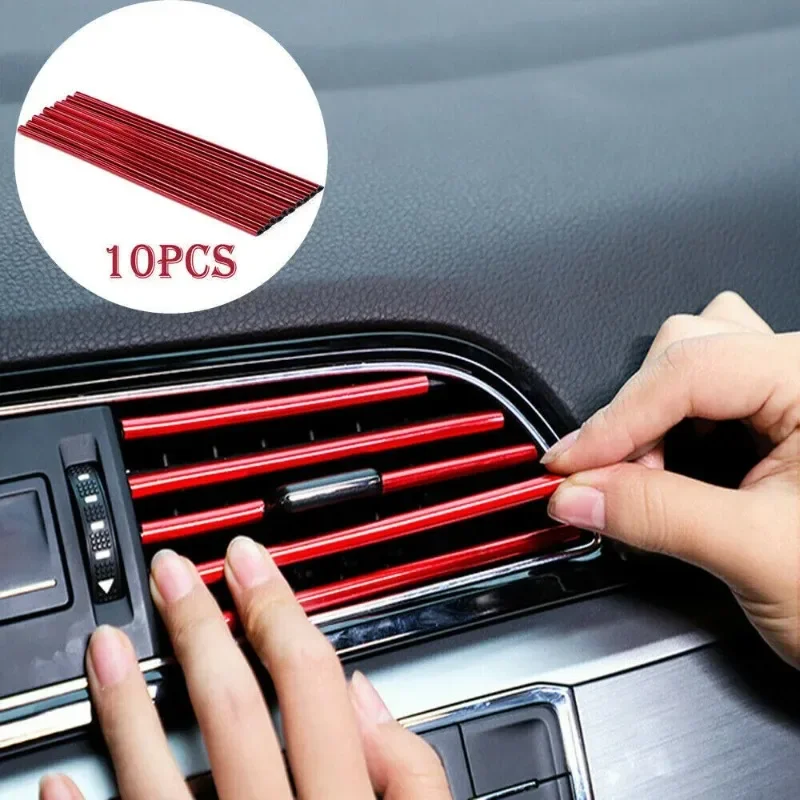 

10PCS 20cm Universal Car Air Conditioner Outlet Decorative PVC Trim Decoration Strip Car Styling Accessories for All Models