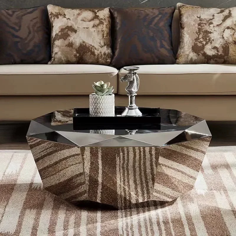 فيلا حديثة وبسيطة فندق خفيفة فاخرة لغرفة المعيشة وغرفة النوم وطاولة قهوة إيطالية فاخرة لغرفة المعيشة الماسية المقاومة للصدأ #5