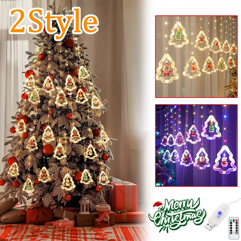 

Christmas Led Decorative Lights Strip Star Curtain Lights Christmas Tree Lights String Festival Atmosphere Lights For Room Garde